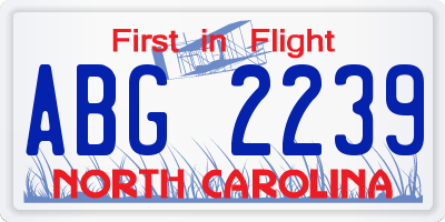 NC license plate ABG2239