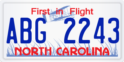 NC license plate ABG2243