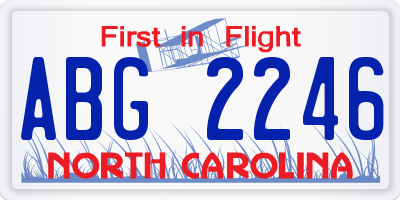 NC license plate ABG2246