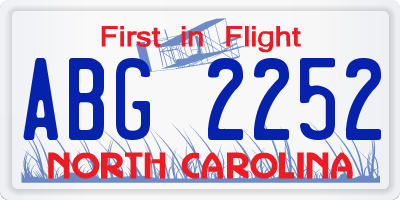 NC license plate ABG2252