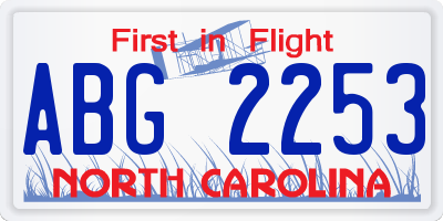 NC license plate ABG2253