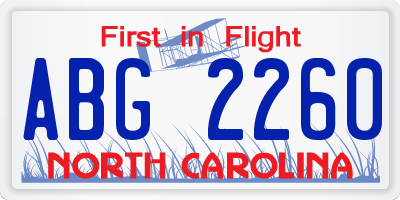 NC license plate ABG2260