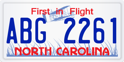 NC license plate ABG2261