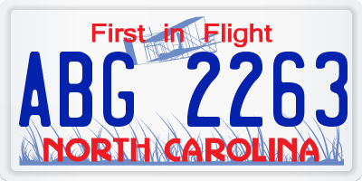 NC license plate ABG2263