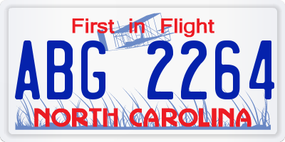 NC license plate ABG2264