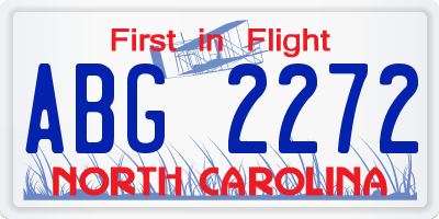 NC license plate ABG2272