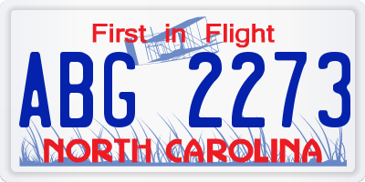 NC license plate ABG2273