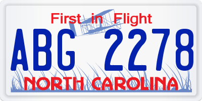 NC license plate ABG2278