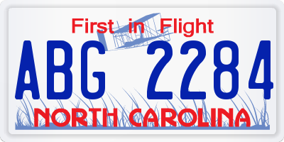 NC license plate ABG2284