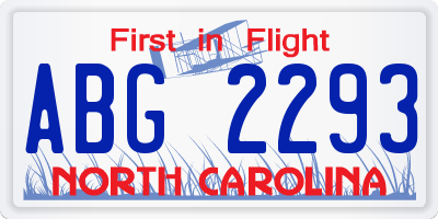 NC license plate ABG2293