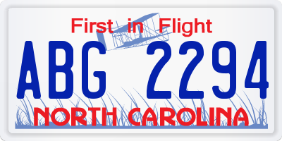 NC license plate ABG2294