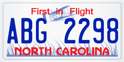 NC license plate ABG2298