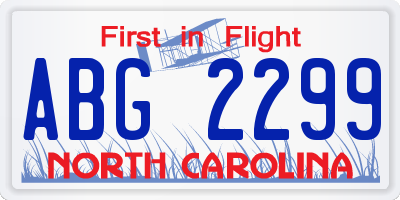 NC license plate ABG2299