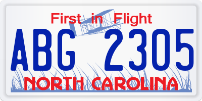 NC license plate ABG2305