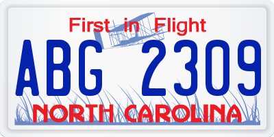 NC license plate ABG2309