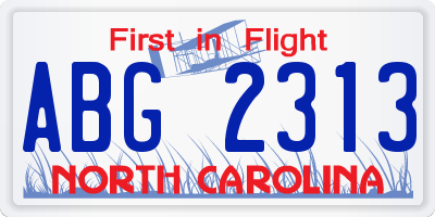 NC license plate ABG2313