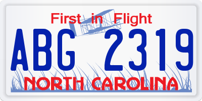 NC license plate ABG2319