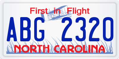 NC license plate ABG2320