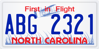 NC license plate ABG2321