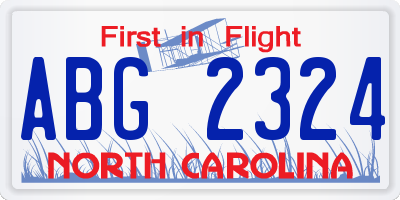 NC license plate ABG2324
