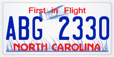 NC license plate ABG2330
