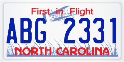NC license plate ABG2331
