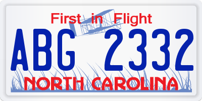 NC license plate ABG2332