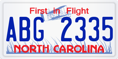 NC license plate ABG2335