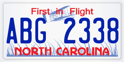 NC license plate ABG2338