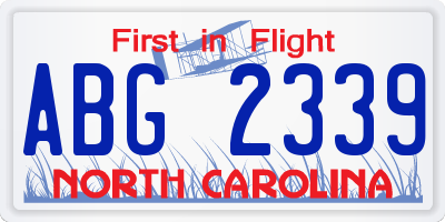 NC license plate ABG2339