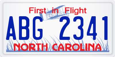 NC license plate ABG2341