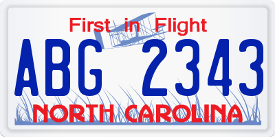 NC license plate ABG2343