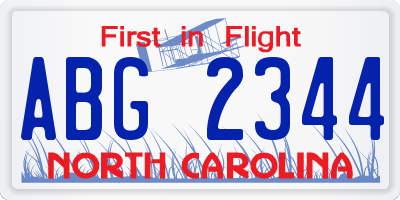NC license plate ABG2344