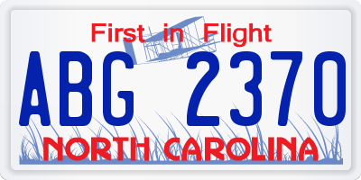 NC license plate ABG2370