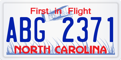 NC license plate ABG2371