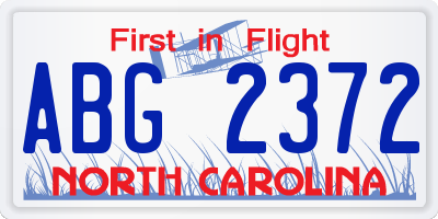 NC license plate ABG2372