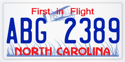 NC license plate ABG2389