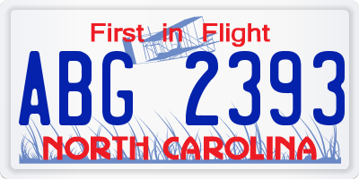 NC license plate ABG2393