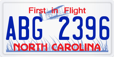 NC license plate ABG2396