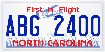 NC license plate ABG2400