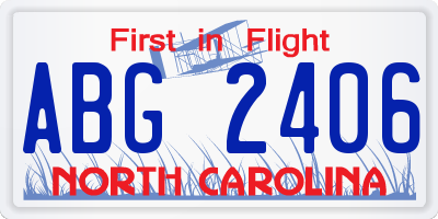 NC license plate ABG2406
