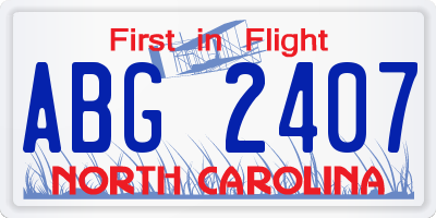 NC license plate ABG2407