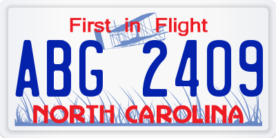 NC license plate ABG2409