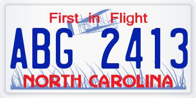 NC license plate ABG2413