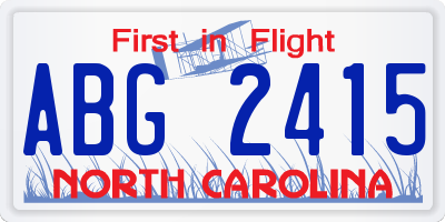 NC license plate ABG2415