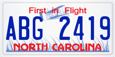 NC license plate ABG2419