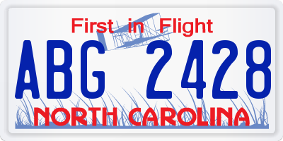 NC license plate ABG2428