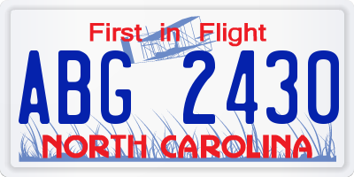 NC license plate ABG2430