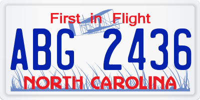 NC license plate ABG2436