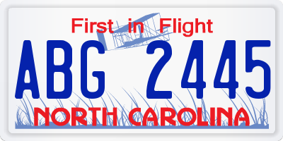 NC license plate ABG2445